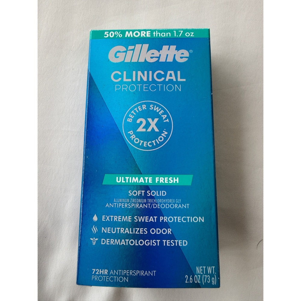Gillette‎ Clinical Protection Ultimate Fresh Soft Solid Antiperspirant 2.6oz NEW